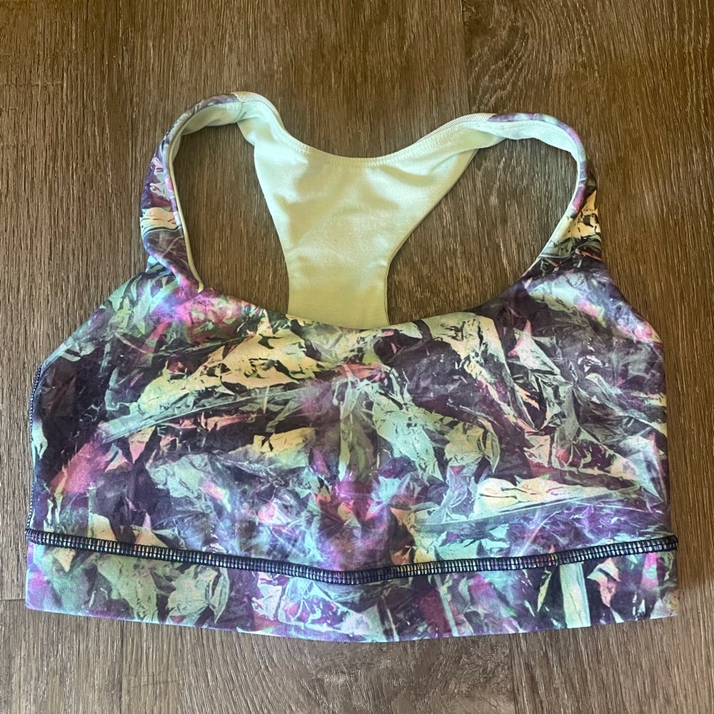 Lululemon size 4 50 rep sports bra, Iridescent multi/Sea Mist, style W2849S
